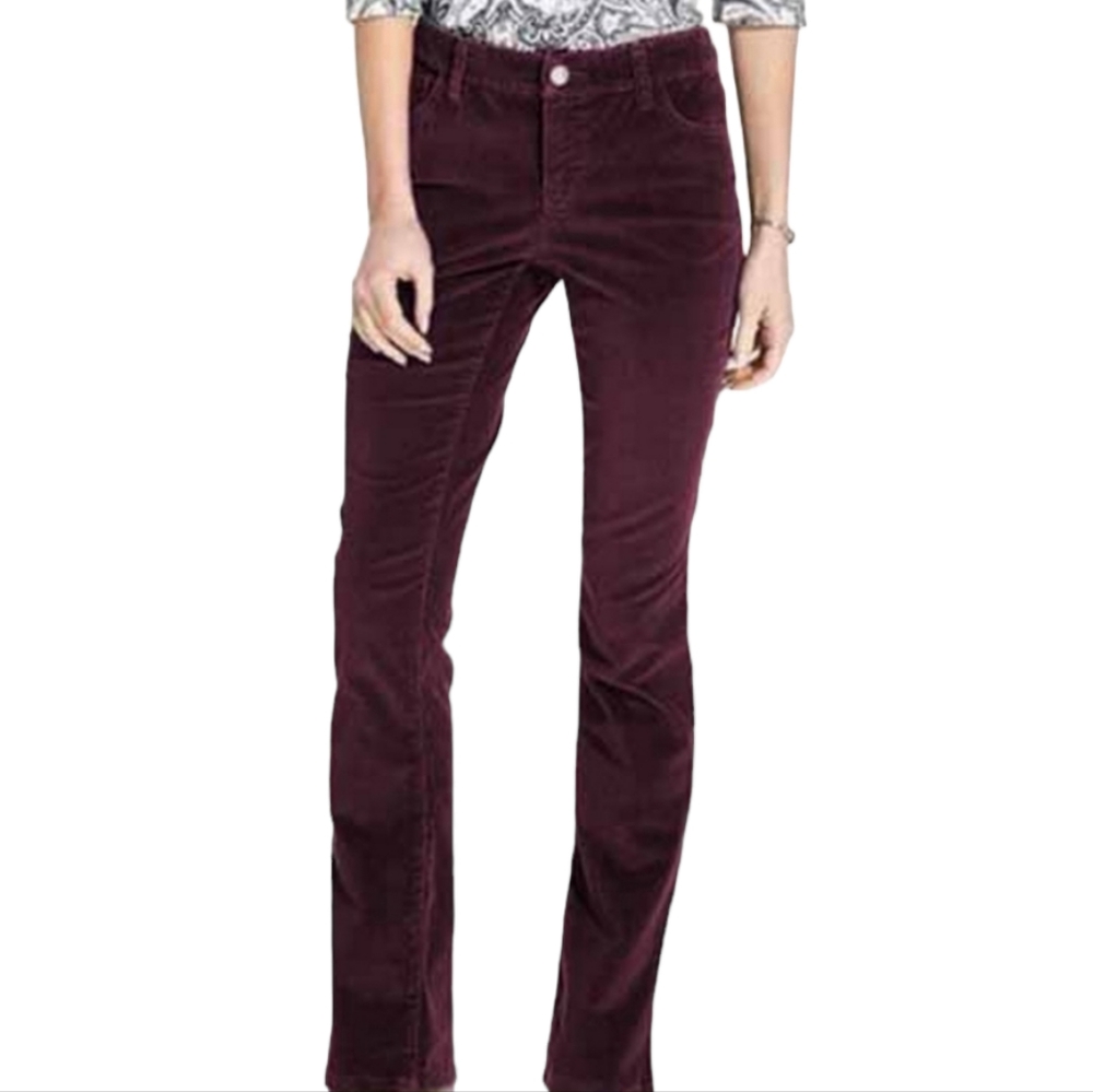 Calvin Klein Velvet Pants Wine  Size 4 Slim Straight Micro Corduroy